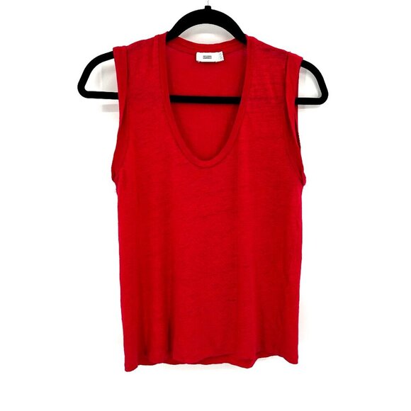 CLOSED *Flawed* Women's Basic Red Scoop Neck Sleeveless Blouse Top Size Small - Picture 1 of 6
